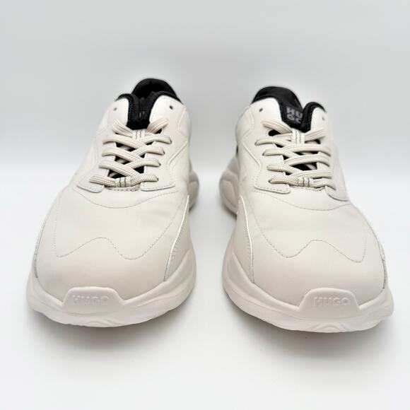 HUGO Mens Leon Running Sneaker US 12 EU 45 Light Grey White Athletic NIB